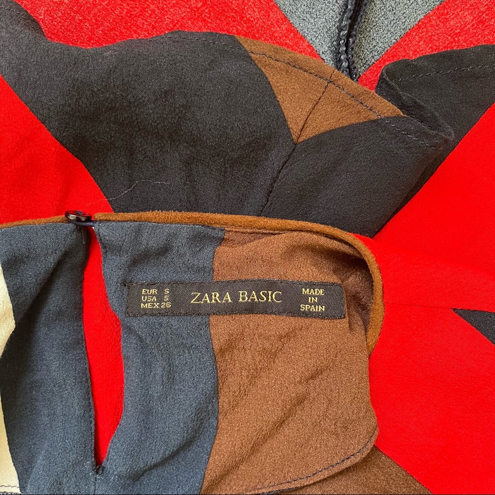 Zara Basic Colorblock Chevron Print Blouse Women’… - image 4